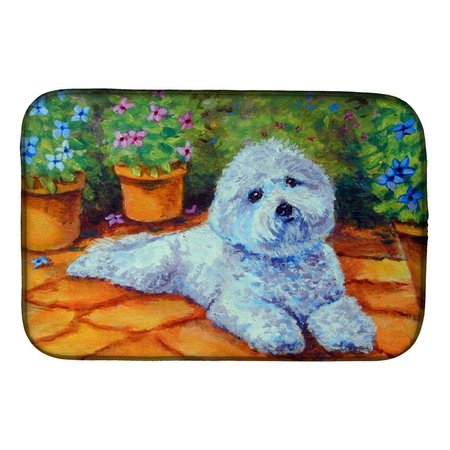 CAROLINES TREASURES Bichon Frise on the Patio Dish Drying Mat 7346DDM